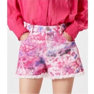 Isabel Marant Etoile‎ Lesia Tie Dye High Rise Denim Shorts Mulberry Size Small